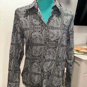 NEW Charter Club Paisley Cotton Button‑Down, Size 6 Never Worn